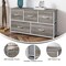 Emma and Oliver Marley 5 Drawer Storage Dresser with Cast Iron Frame, Wood Top, and Easy Pull Fabric Drawers with Wooden Handles